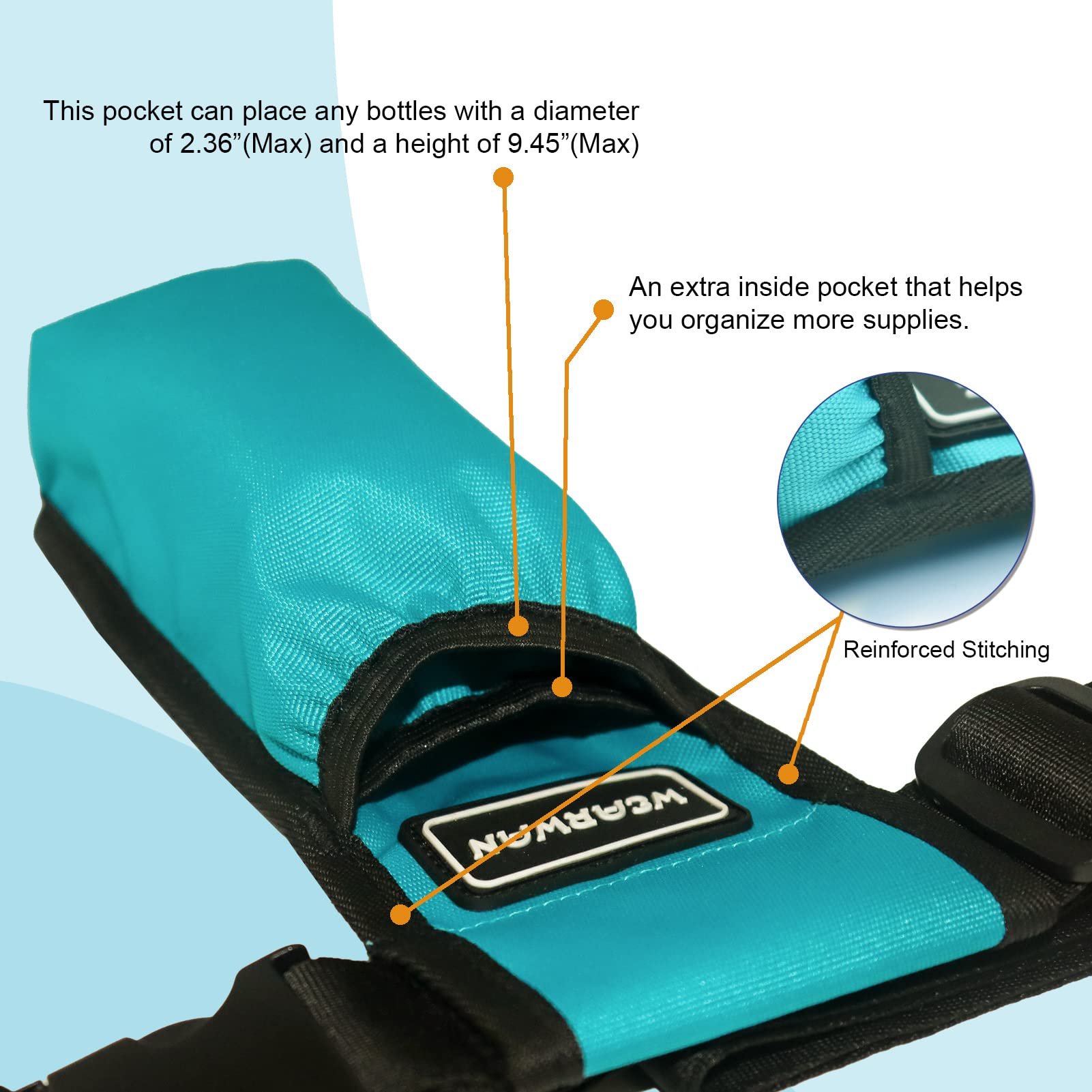 WEARWAN Massage Oil Holster, Adjustable and Durable Massage Holster, Bag only, Bottle not Included (1B-Cyan)