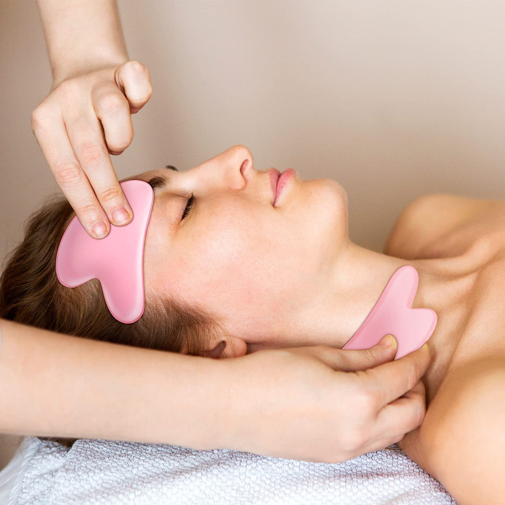 Nuanchu 4 Pieces Facial Cupping Massage Cups & Gua Sha Boards Set, 2 Pcs Gua Sha Massage Tool Facial Tool Heart Shape Guasha Scr