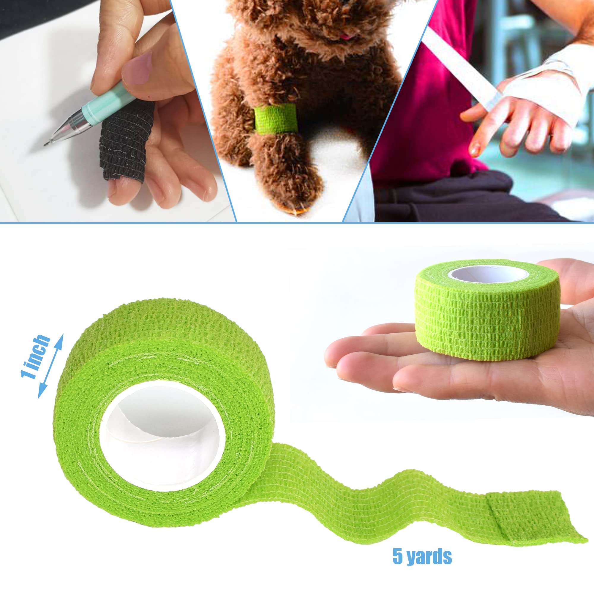 Gondiane 9 Pack 1 x 5 Yards Self Adhesive Bandage Wrap Self Stick Wrap for Ankle, Wrist, Finger, Sports, Breathable Cohesive Vet