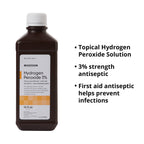 McKesson Hydrogen Peroxide 3%, 16 oz [Pack of 12] Bulk, Topical Solution USP, First Aid Antiseptic, Oral Debriding Agent