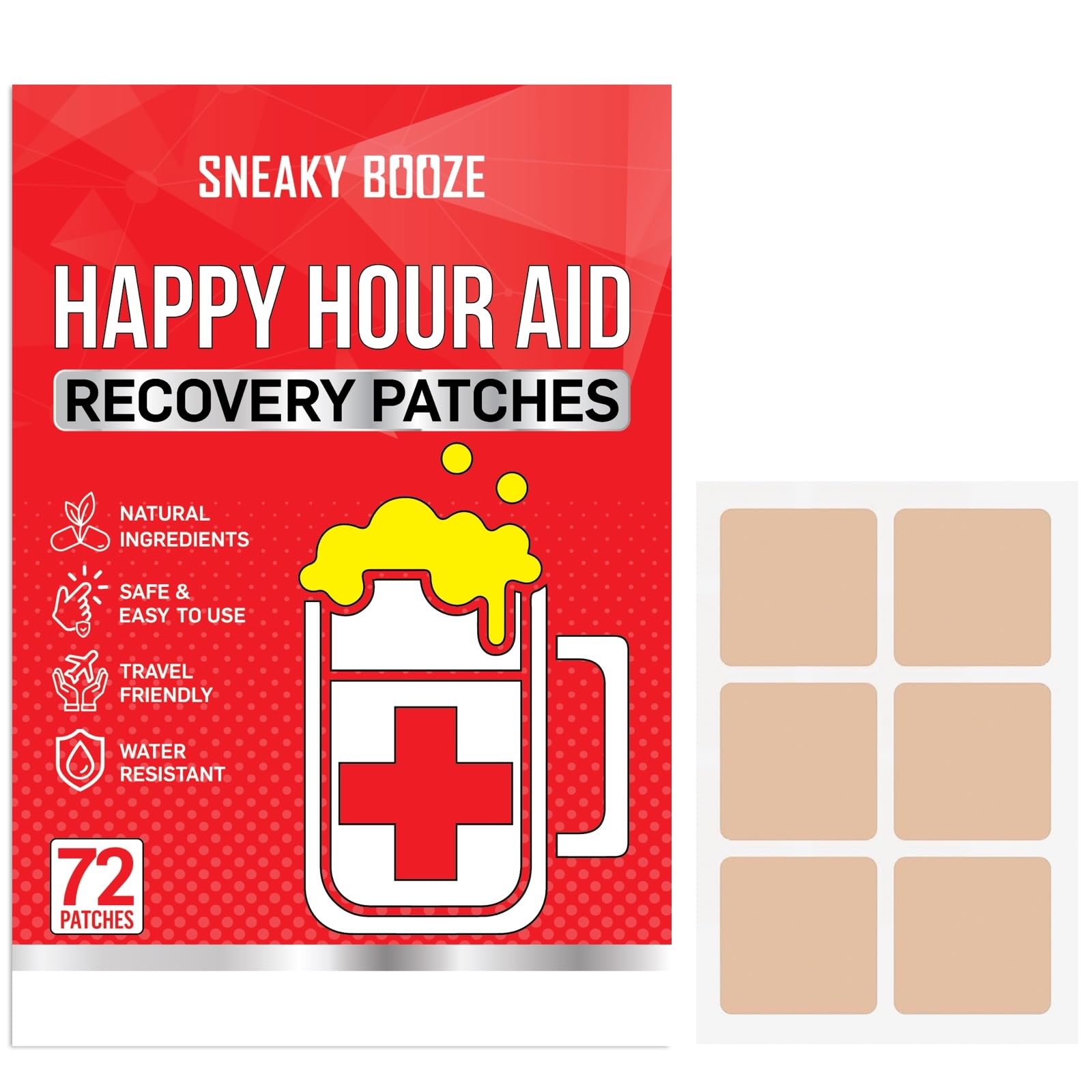 Sneaky Booze Happy Hour Aid Patches Party Hydration Drinking Recovery Patch Long-Lasting Natural Formula Better Mornings After N