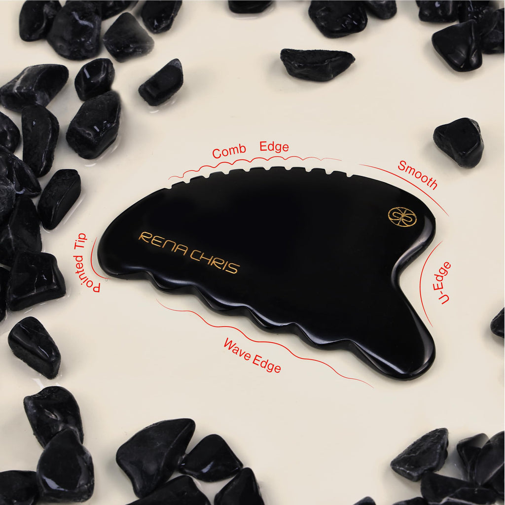Rena Chris Body Gua Sha Tools, Natural BianStone GuaSha Tool, Manual Massage Sticks for Jawline Sculpting and Puffiness Reducing
