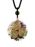 MINACHI Orgone Necklace, 7 Chakra Orgonite Triskelion Triple Spiral Pendant for Spiritual Healing and Positive Energy Meditation