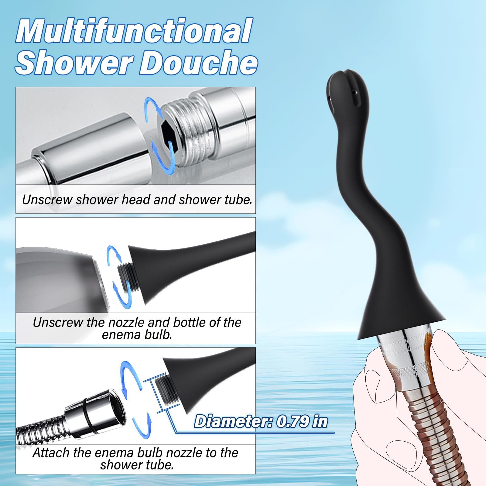 Enemas Anal Douches for Men Women - Anti Backflow Enema Bulb with Shapeable Silicone Tube for Men Women Colon Cleanse, Feminine