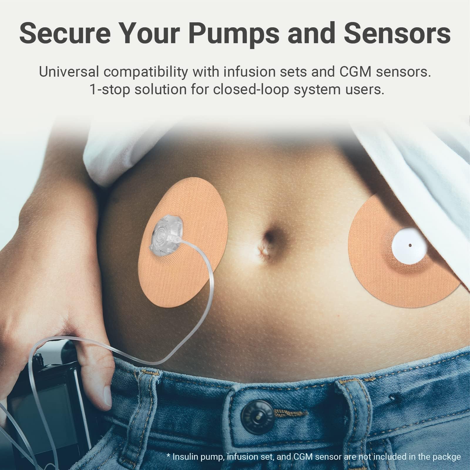 KOVOQ 40-Pack Adhesive Patches for Libre 2 &Lingo, Medtronic Guardian 4 and Insulin Pumps, Waterproof Universal CGM Patches, 2 R