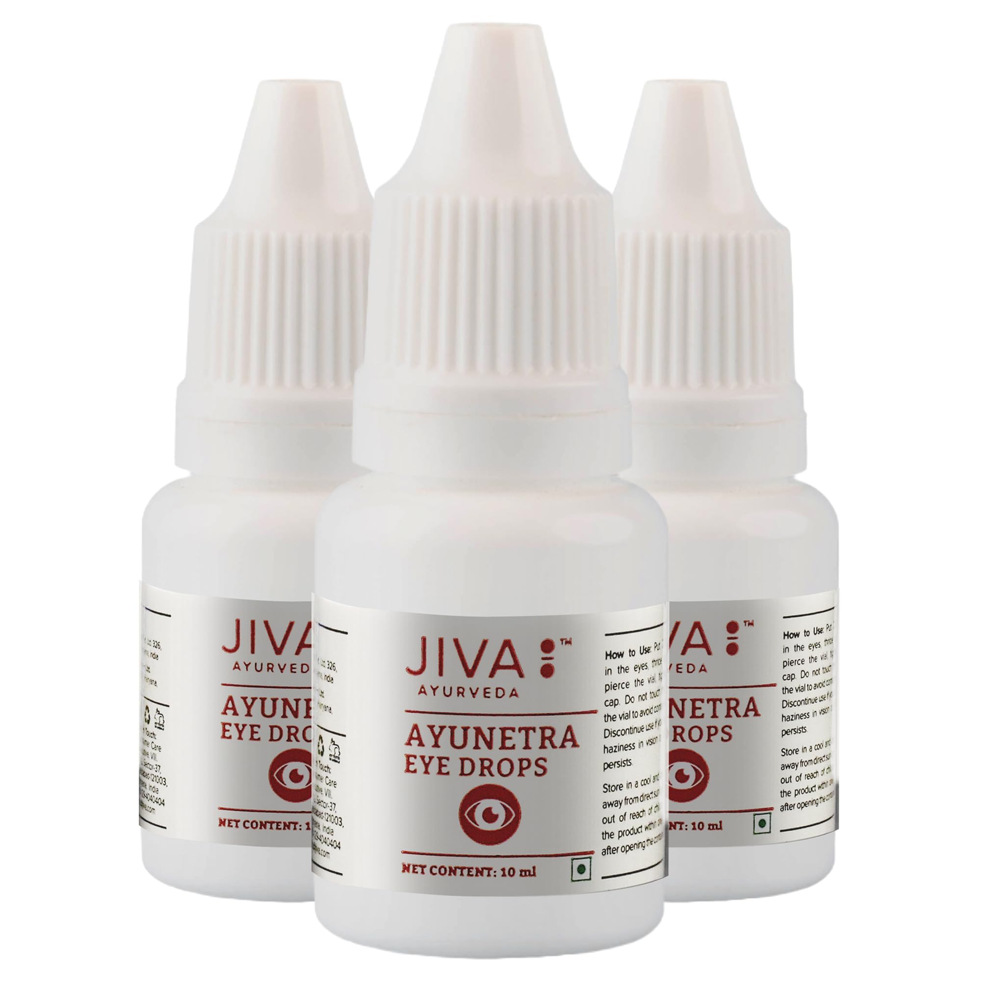 Jiva Ayunetra Eye Drops  10Ml (Pack Of 3) | 100% Pure & Natural | Cleanses, Cools & Lubricates Dry EyeS