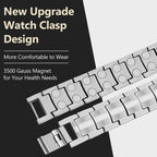 Feraco Magnetic Bracelet for Men Titanium Steel Magnetic Bracelet for Men with Double Row Magnets Adjustable (Silver)