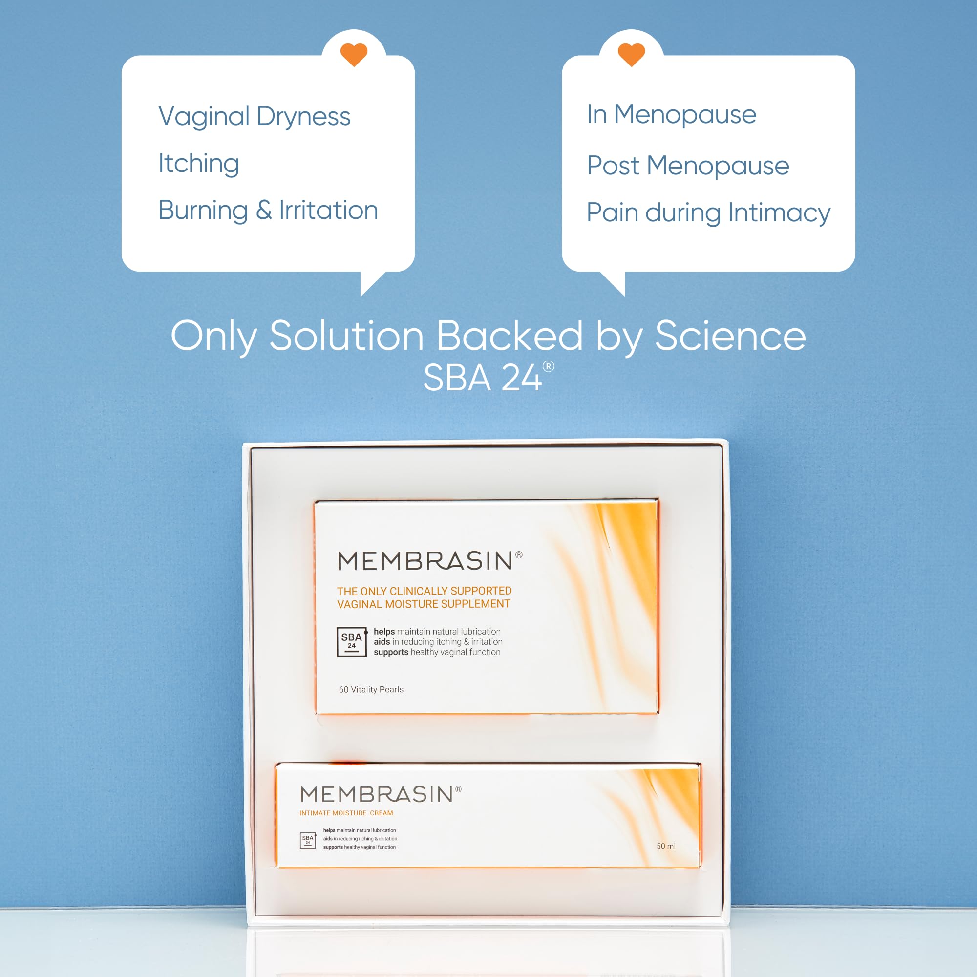 Membrasin Starter Pack: Vitality Pearls & Intimate Moisture Cream | 30-Day Supply | Estrogen-Free Menopause Support for Women |