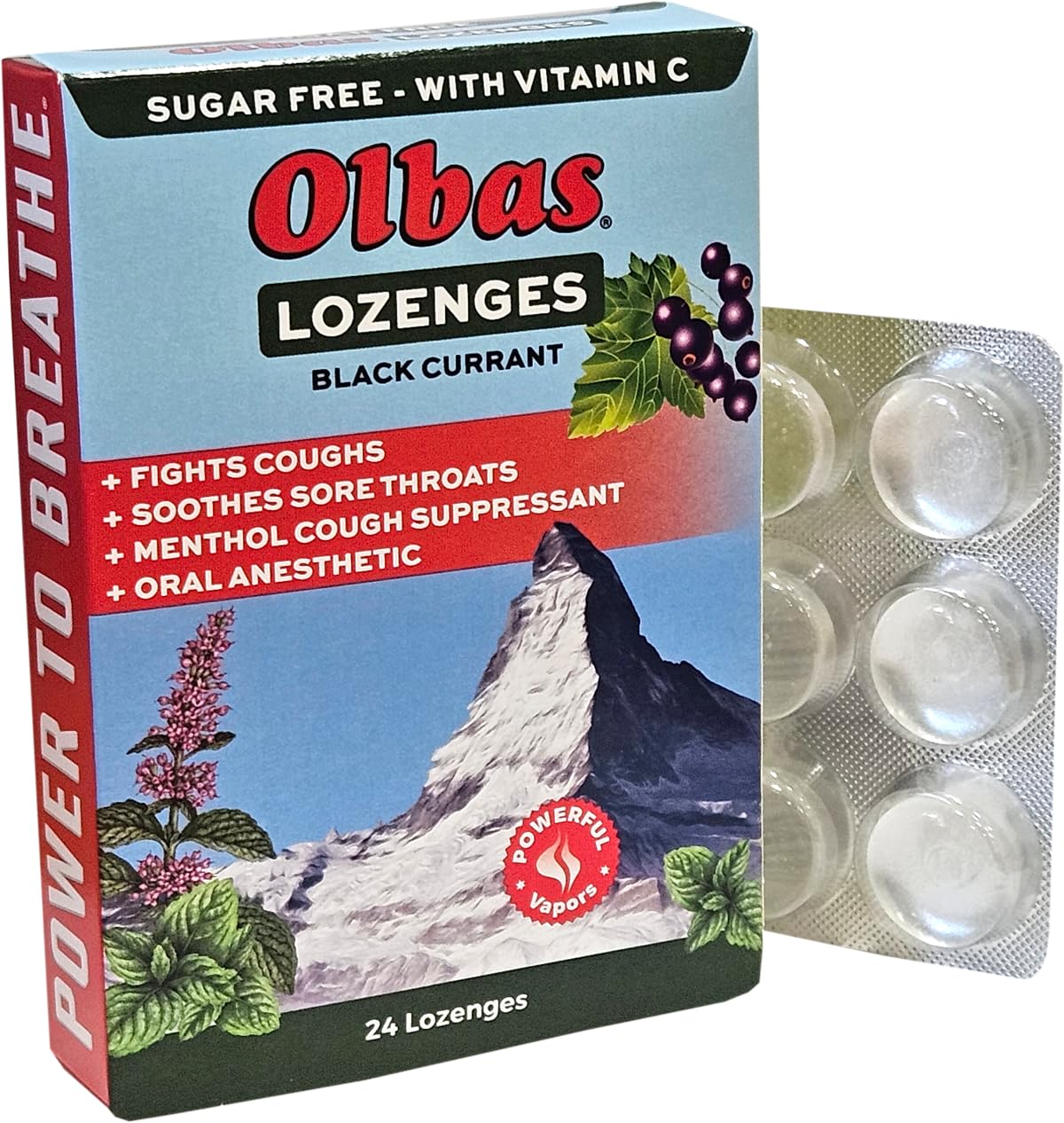 Olbas Maximum Strength Sugar Free Lozenges, Black Currant Flavor 24 ea (Pack of 3)