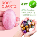 1PC Rose Quartz Natural Oval Palm Stone 2.4+ 5PCs Healing Gemtone, STINO Worry Stone for Anxitey, Pocket Healing Crystal Gem Sto