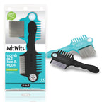 NitWits Head Lice & Egg Comb 2 Pack, 3-in-1 Lice Comb, Detangles, Removes Lice & Eggs and Includes 5x Magnifying Glass