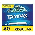 Tampax Tampons, Regular Absorbency, Cardboard Applicator, Leakgaurd Skirt, Unscented, 40 Count