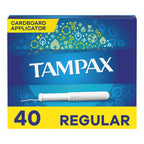 Tampax Tampons, Regular Absorbency, Cardboard Applicator, Leakgaurd Skirt, Unscented, 40 Count