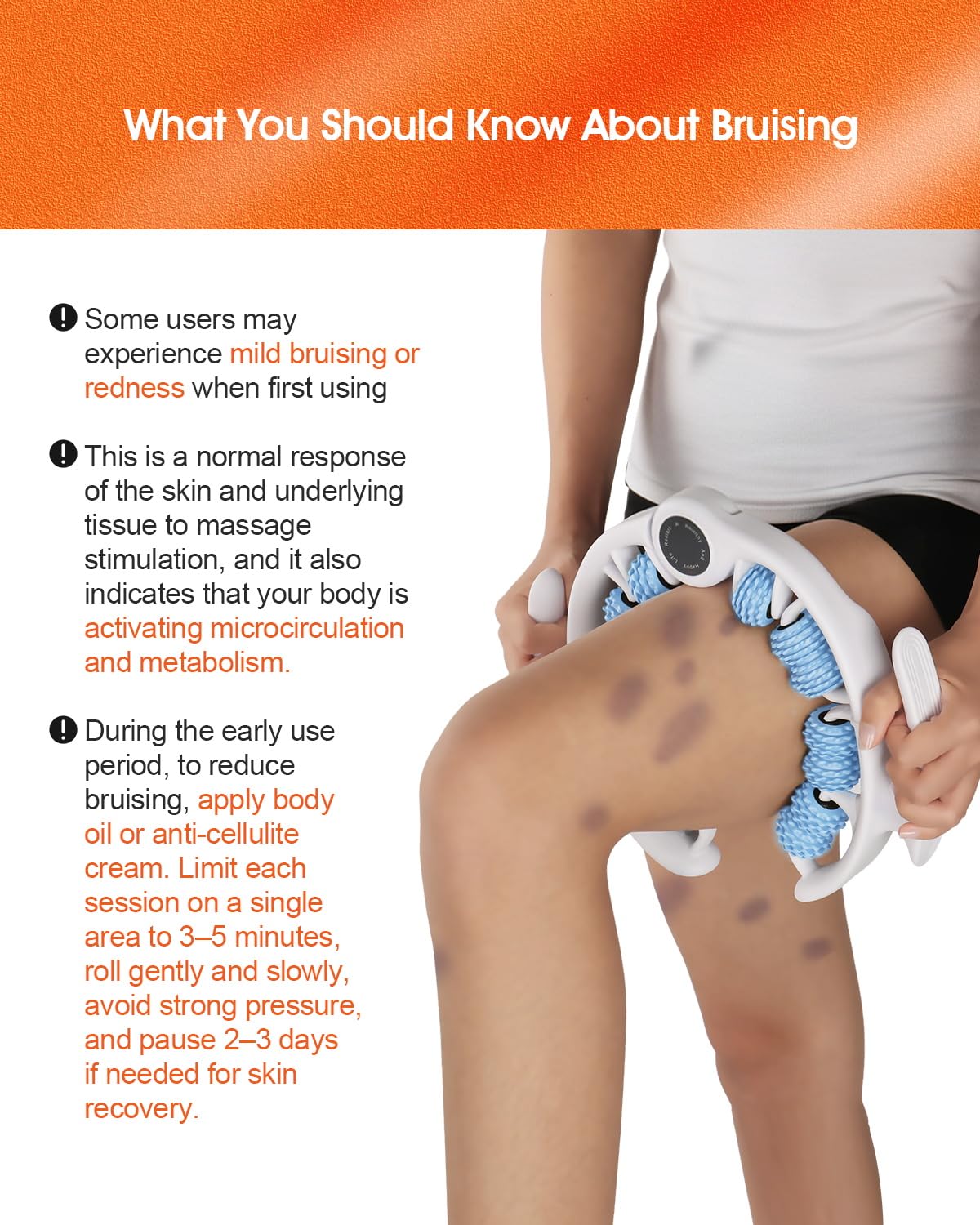 Rovista Anti Cellulite Massage Tool - Ergonomic Cellulite Remover for Legs and Arms with Detachable Handles - Smooth-Glide Lymph