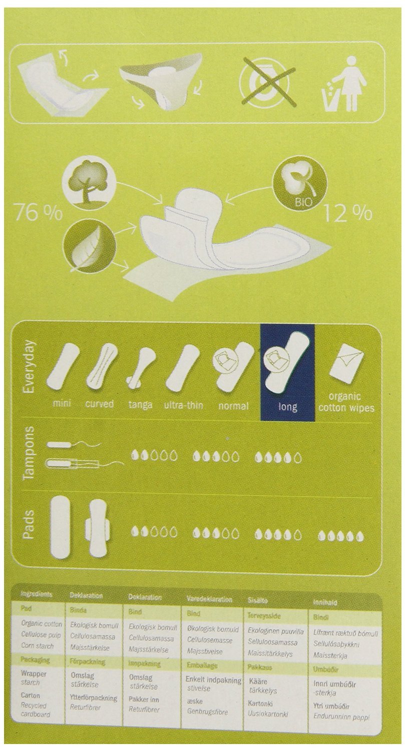 Natracare Panty Liners - Long - Wrapped - 16 Count