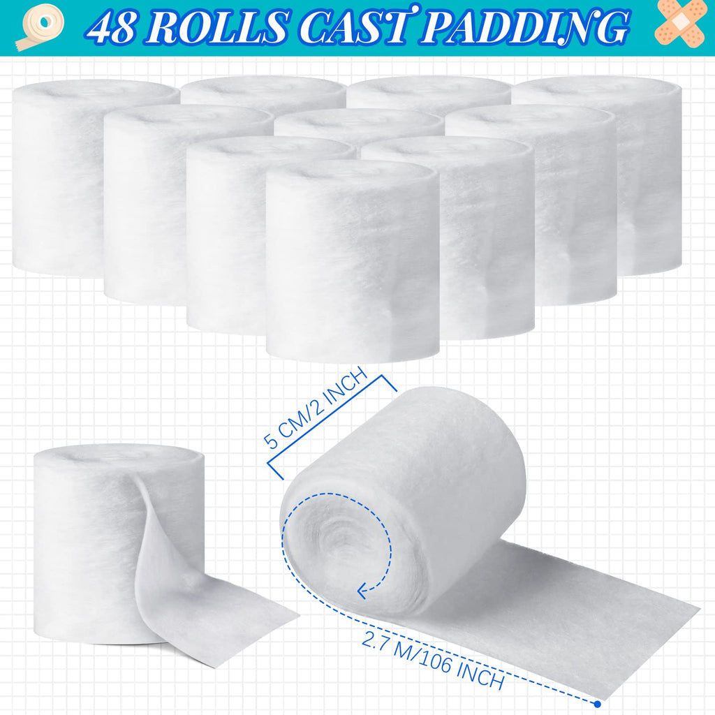 48 Rolls Cast Padding Soft Undercast Gauze Bandage Roll Cotton Wraps Cast Padding Use with Plaster Cloth Gauze Bandage for Body