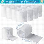 48 Rolls Cast Padding Soft Undercast Gauze Bandage Roll Cotton Wraps Cast Padding Use with Plaster Cloth Gauze Bandage for Body