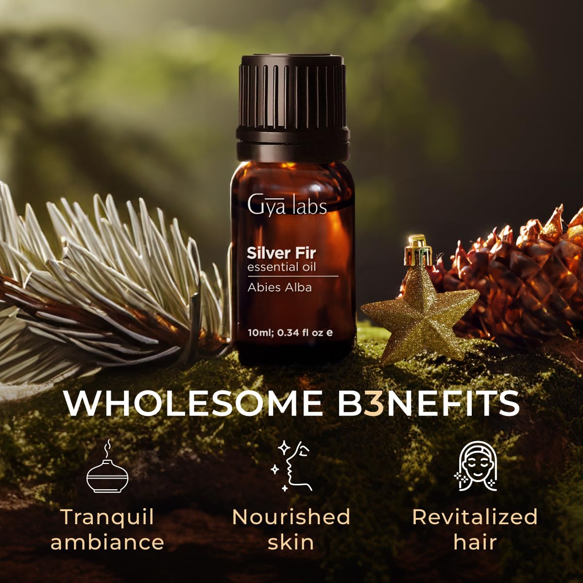 Gya Labs Silver Fir Essential Oil for Diffuser - Silver Fir Essential Oil for Skin - Silver Fir Oil for Hair Aromatherapy Candle