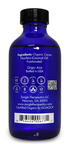 Organic, Fractionated Coconut Oil, for Skin, Essential Oils - 100% Pure, Fractionated Coconut Oil, by Zongle Therapeutics, 4 OZ