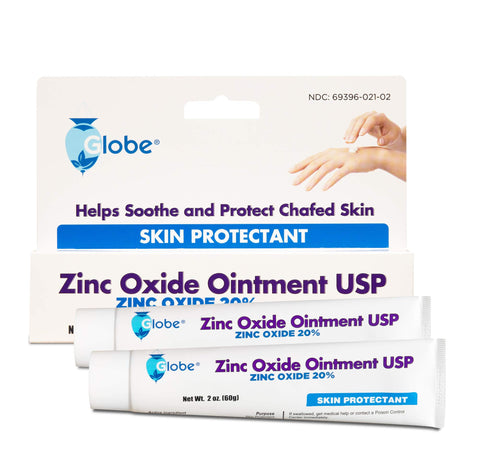 (2 Pack) Globe Zinc Oxide Ointment 20%, 2 Ounce Tube (Total 4 oz) Advanced Skin Protection, For Diaper Rash, Relief From Poison 