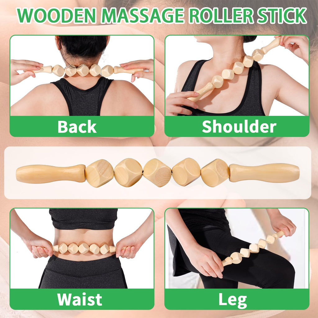 WYJTPONE Wood Therapy Massage Tools 6-in-1 Lymphatic Drainage Massager Maderoterapia Kit,Wooden Massager Body Sculpting Tools,Wo