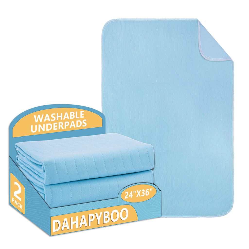 DAHAPYBOO Washable Underpads, 24   x36    2 Pack Incontinence Bed Pads,Heavy Absorbency Reusable Bed Pads for Elderly,Kids,Adult