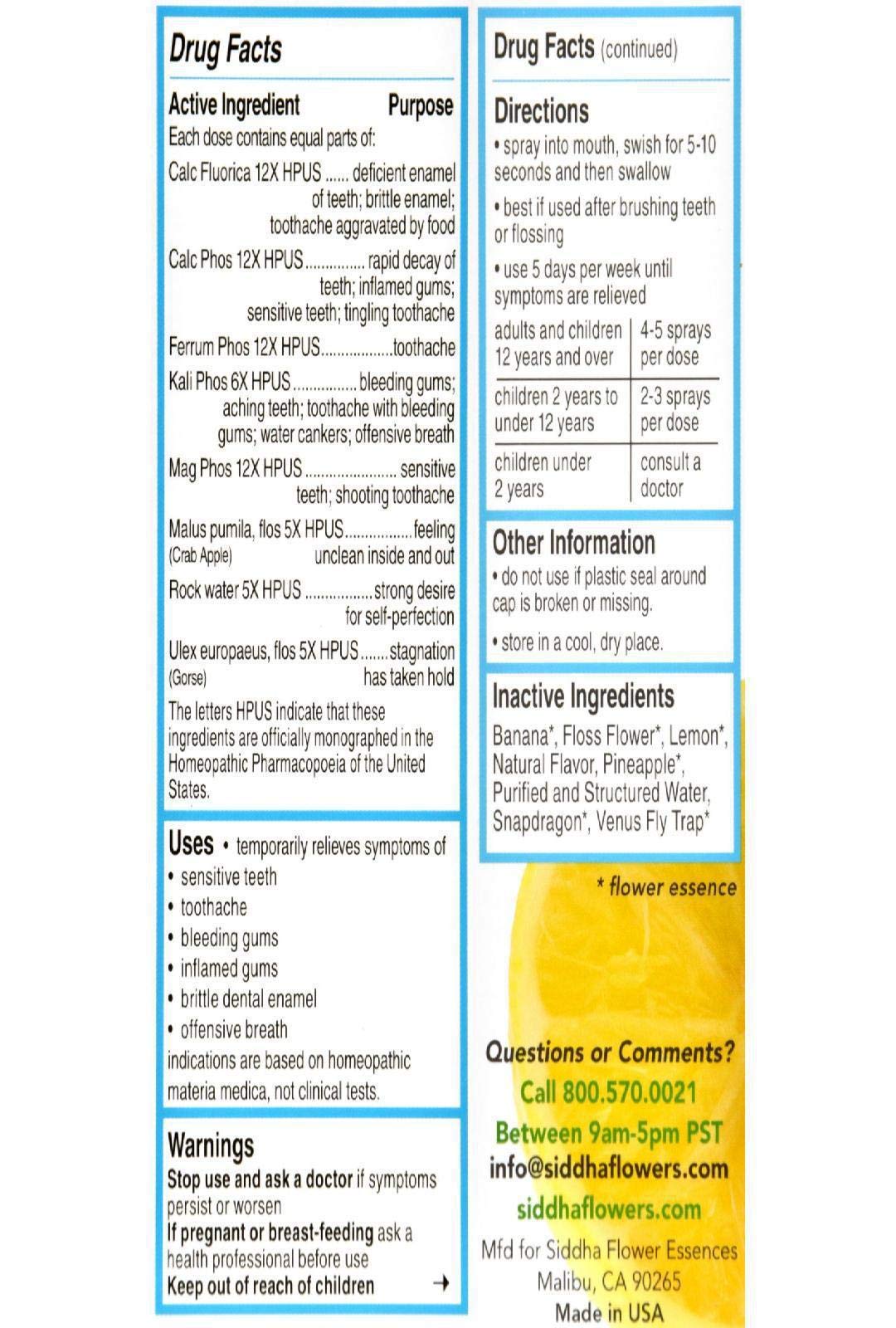 Siddha Remedies Teeth & Gums Spray for Gums & Toothache Relief, Sensitive Teeth | 100% Natural Homeopathic Remedy with Cell Salt