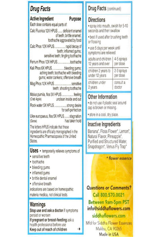 Siddha Remedies Teeth & Gums Spray for Gums & Toothache Relief, Sensitive Teeth | 100% Natural Homeopathic Remedy with Cell Salt