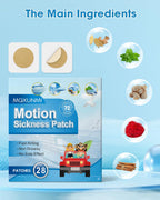 MQXUNMI Motion Sickness Patches, 28 pcs No-Drowsy Sea Sickness Patches for Car Sickness, Air Sickness and Travel Patch, Fast Eff
