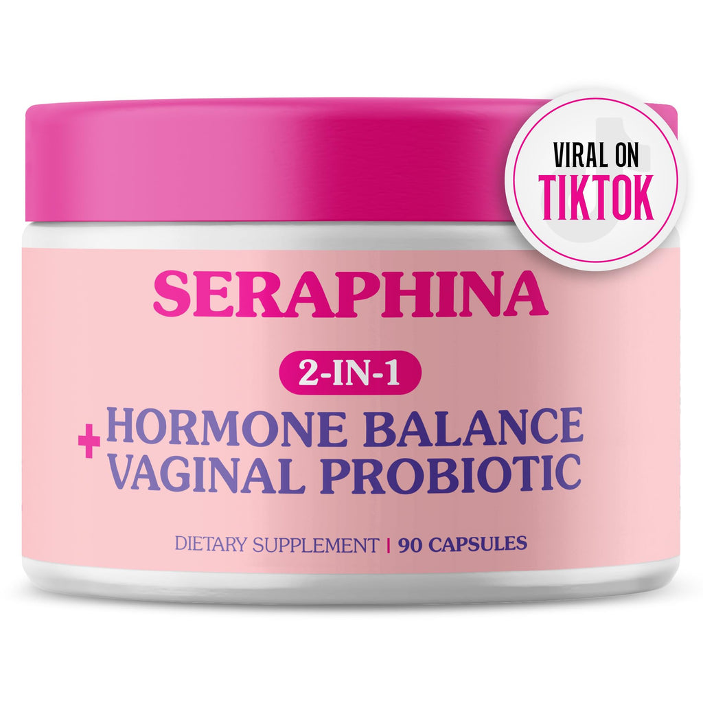 Seraphina Vaginal Probiotics 2-in-1 for Women + Hormone Balance - 90 Capsules Complete Feminine Care, PMS & Urinary Tract Health