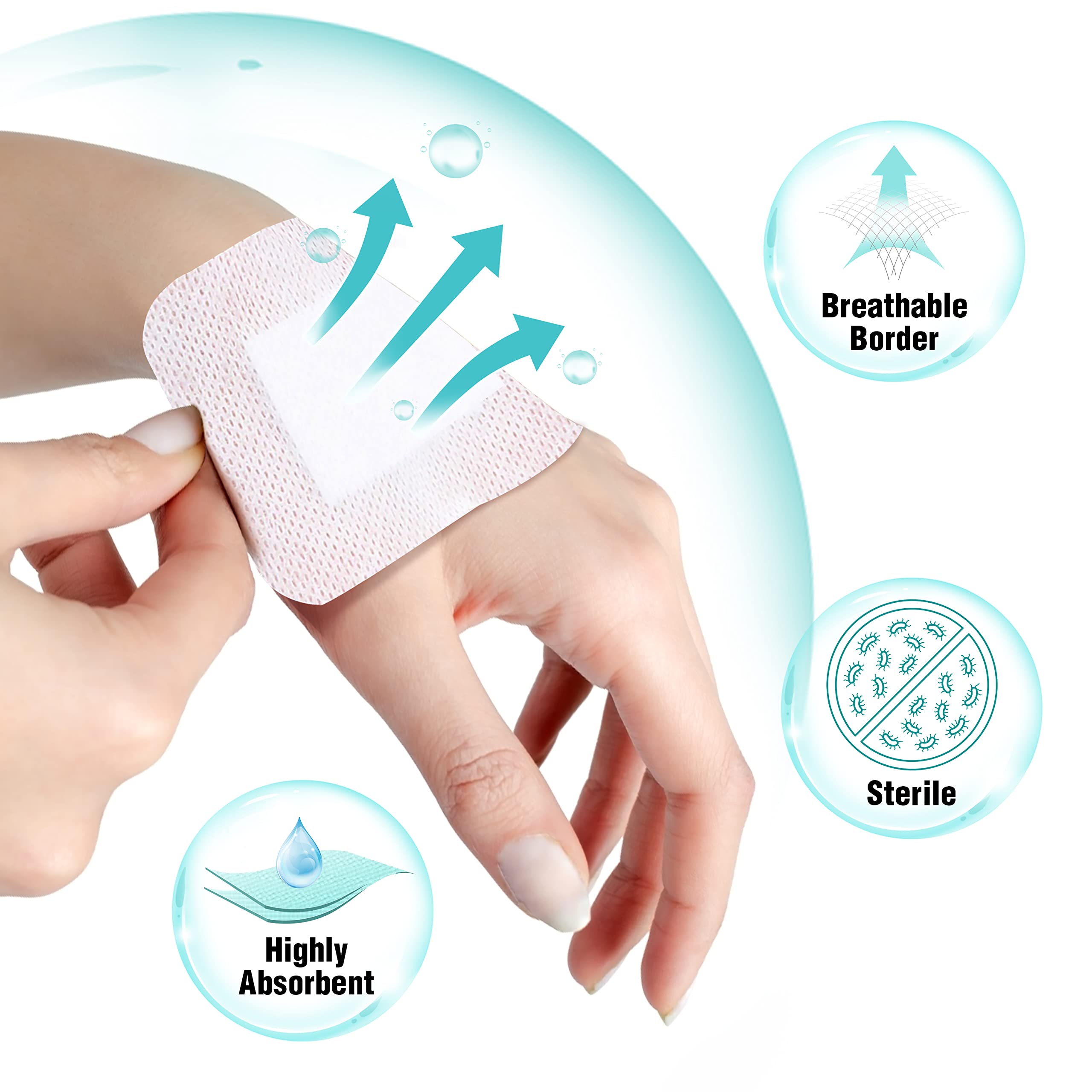 General Medi Sterile Island Dressing Bordered Gauze - 100 Count, 2.4 x 2.75 Gauze Pads, Wound Care Pad with Adhesive Border - St