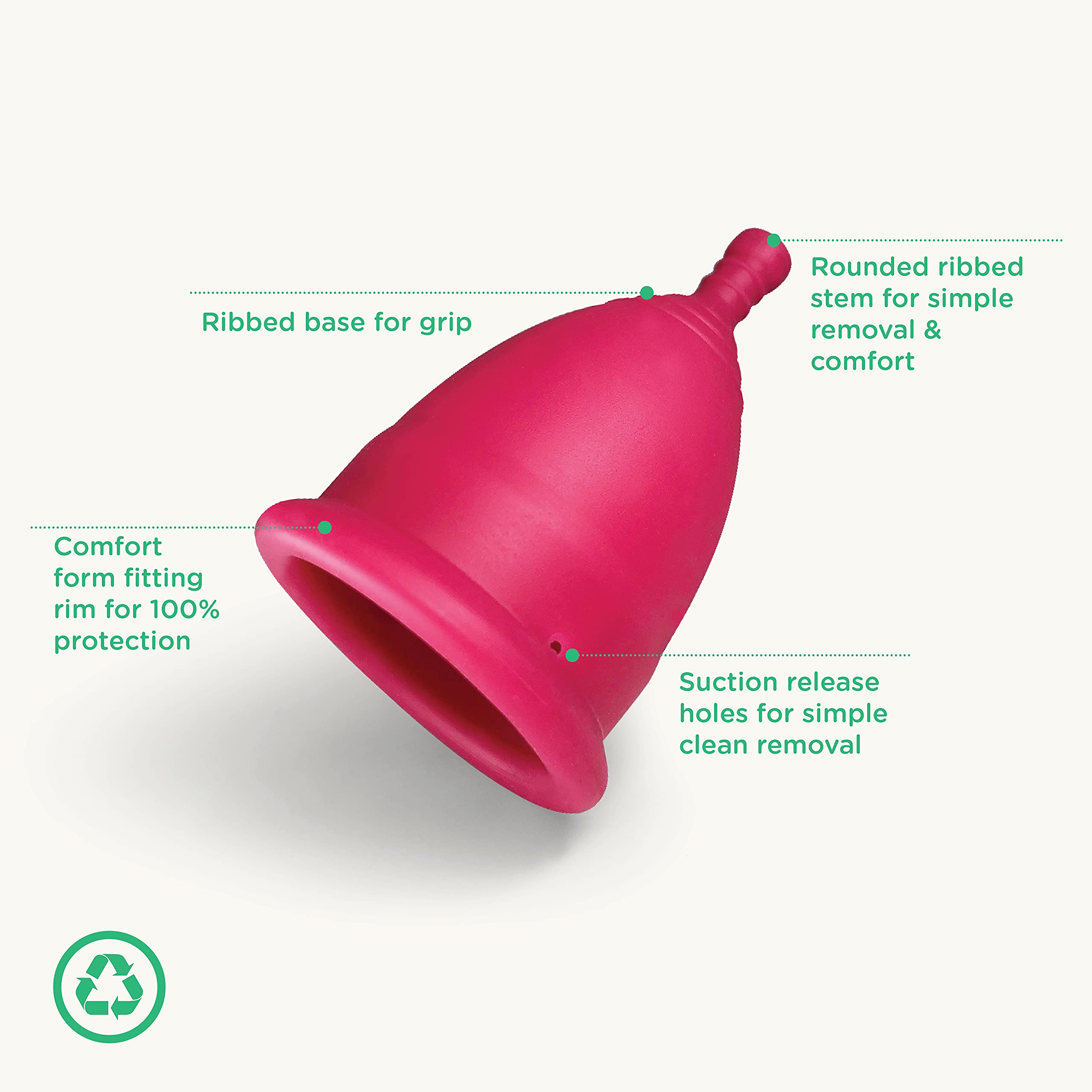 Oi | Organic Initiative - Menstrual Cup | Medium - Adult, Wear for 8 hrs | Reusable, Leak Free (25 ml) - Tampon and Pad Alternat