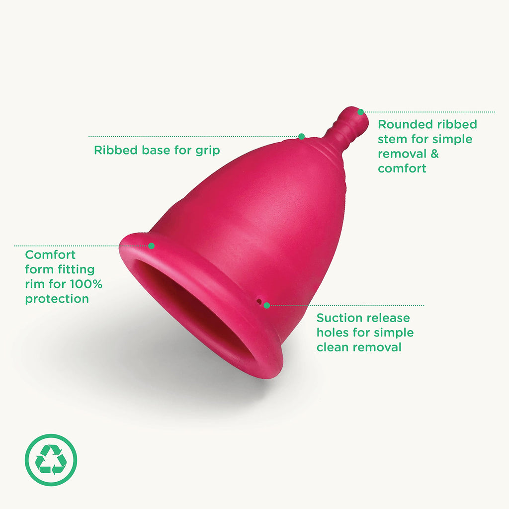 Oi | Organic Initiative - Menstrual Cup | Medium - Adult, Wear for 8 hrs | Reusable, Leak Free (25 ml) - Tampon and Pad Alternat