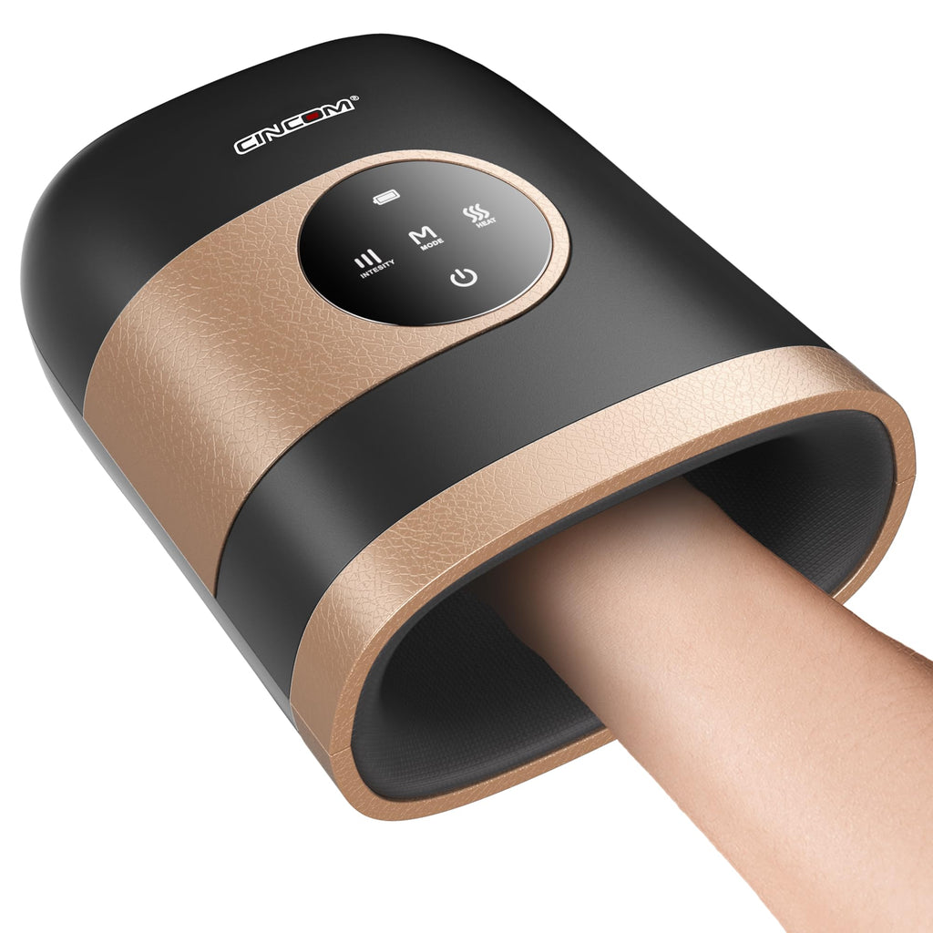 CINCOM Upgraded Hand Massager with Heat and Compression for Arthritis and Carpal Tunnel - Cordless & Rechargeable, Gifts for Wom