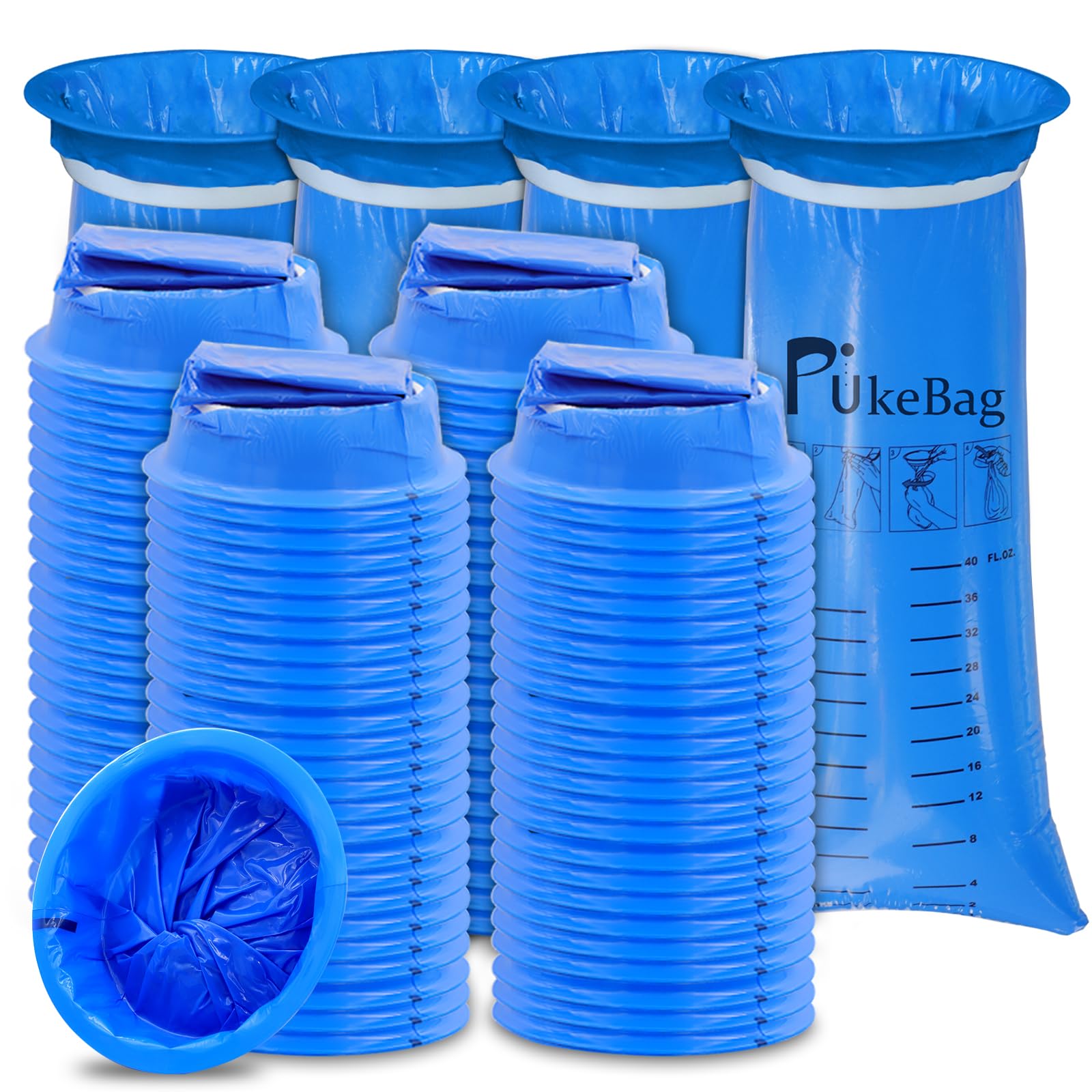 PukeBag Vomit Bags Disposable 100 Pack Emesis Bags for Car, Puke Nausea Bags for Travel Motion Sickness, Car Aircraft Taxi Barf 