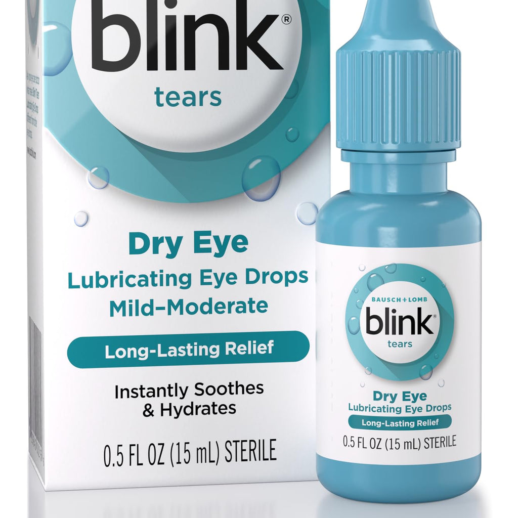 Blink Tears Lubricating Eye Drops, 0.5 fl oz (15 mL) Eye Care for Mild to Moderate Dry Eyes, Hyaluronate for Boosting Hydration,