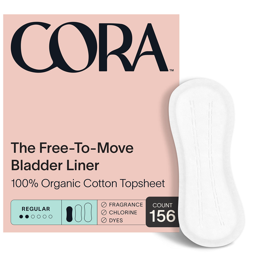 Cora Ultra Thin Organic Bladder Liners | Incontinence & Postpartum Pads for Women | Panty Liners for Bladder Leaks | Breathable 