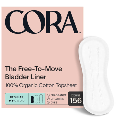 Cora Ultra Thin Organic Bladder Liners | Incontinence & Postpartum Pads for Women | Panty Liners for Bladder Leaks | Breathable 