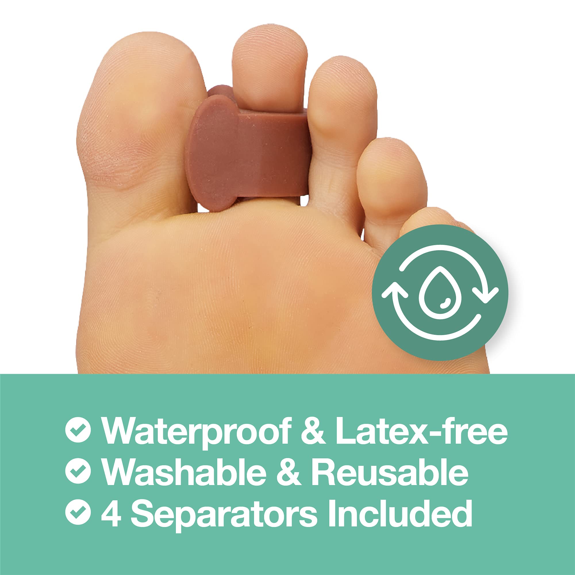 ZenToes Gel Toe Separators for Overlapping Toes, Bunions, Big Toe Alignment, Corrector and Spacer - 4 Pack (Cocoa)