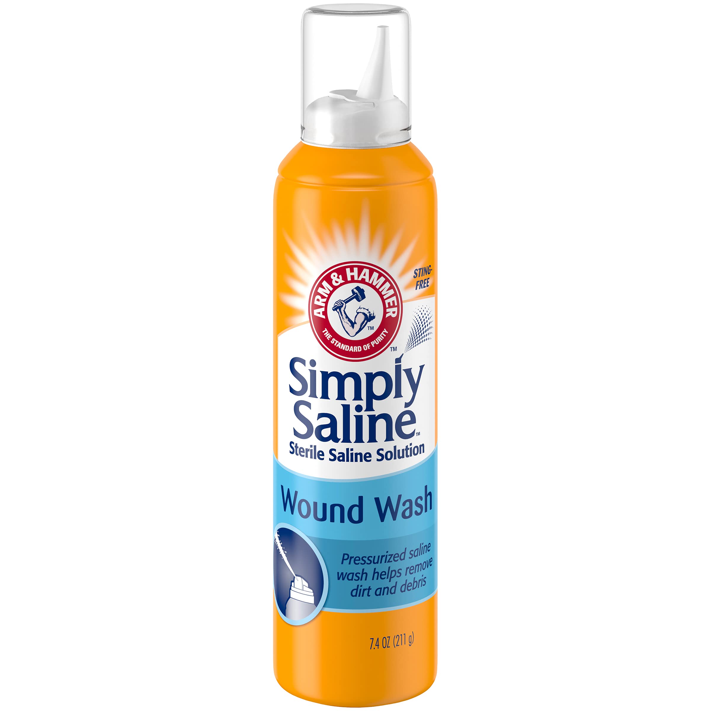 Arm & Hammer Simply Saline Wound Wash Helps Remove Dirt and Debris,7.4 Ounce (Pack of 4)