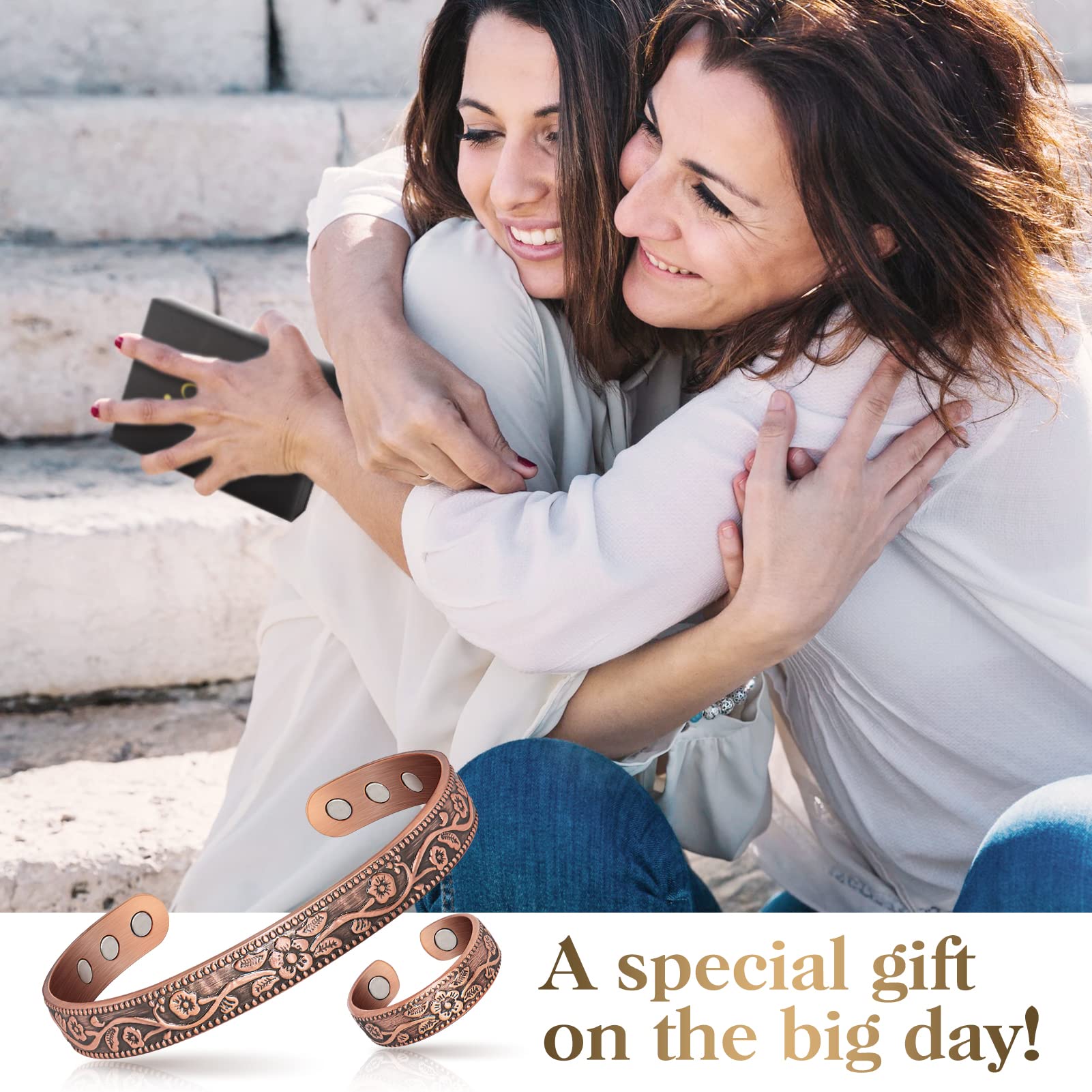 Lymphatic Drainage Ring & Copper Bracelet for Women, Magnetic Lymph Detox Ring and Magnetic Copper Bracelet, 100% Solid Pure Cop