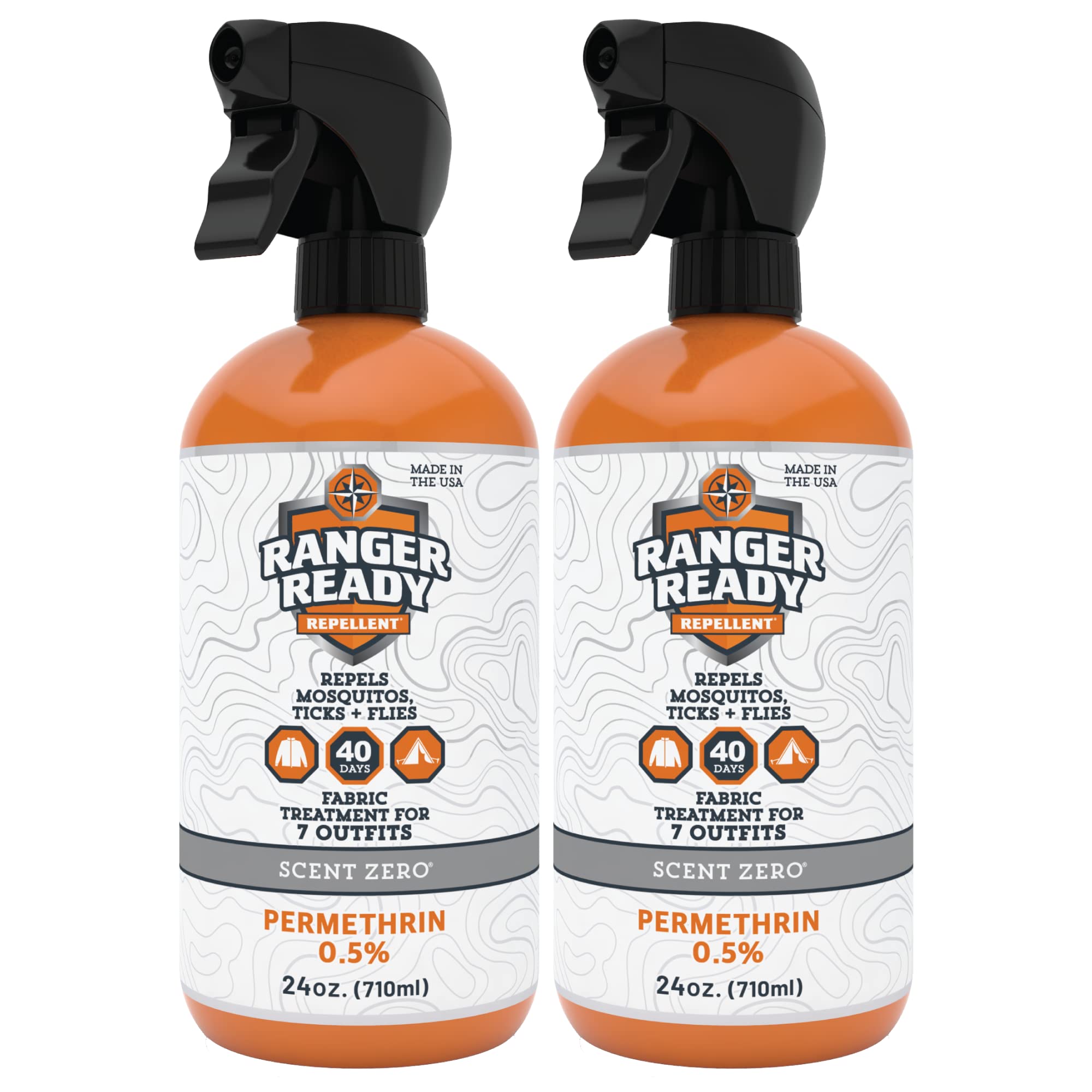 Ranger Ready Repellents Permethrin Spray for Clothes and Outdoor Gear - Permethrin Insect & Tick Repellent - Scent Zero (24oz, P