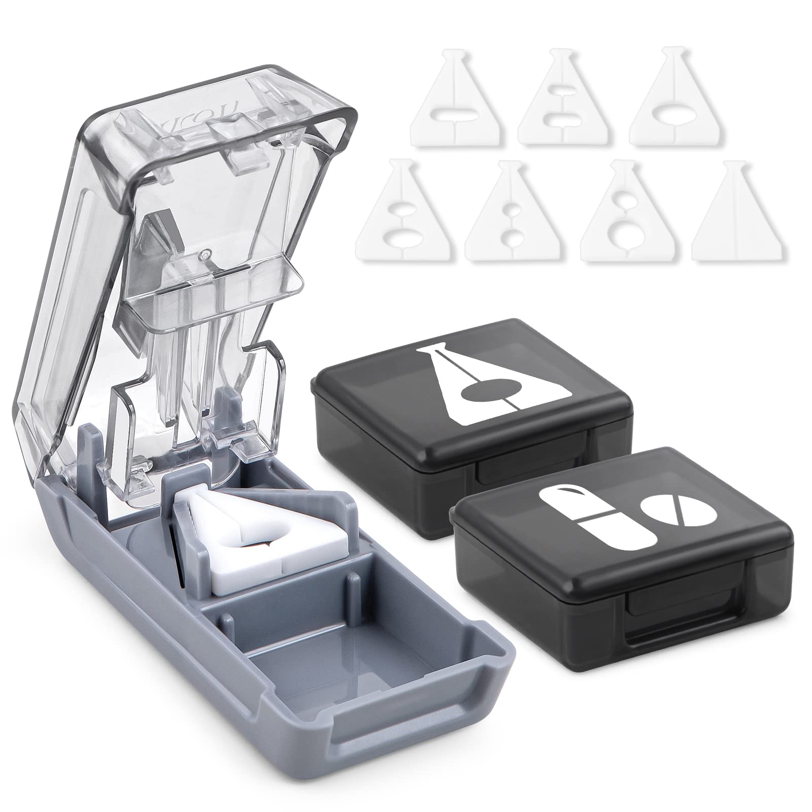 Fullicon Pill Cutter for Small or Large Pills, Pill Splitter with V-Shape Holder, Medicine Slicer with Sharp Blade,Tablet Splitt