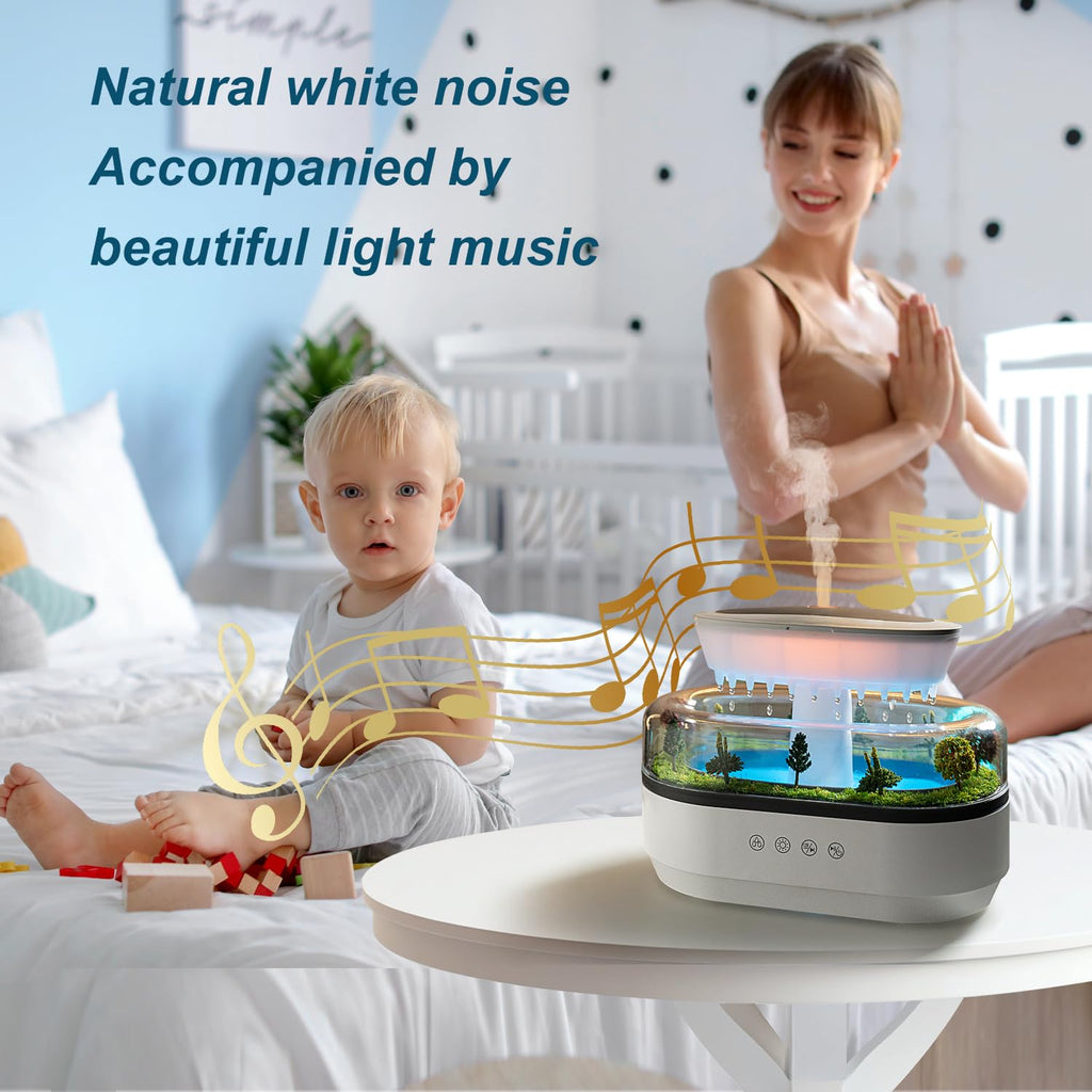 HIROGA Rain Diffuser 250ML Essential Oil Diffuser, Cloud Humidifier Rain Water Drip Humidifier with Drip Music Micro Landscape U