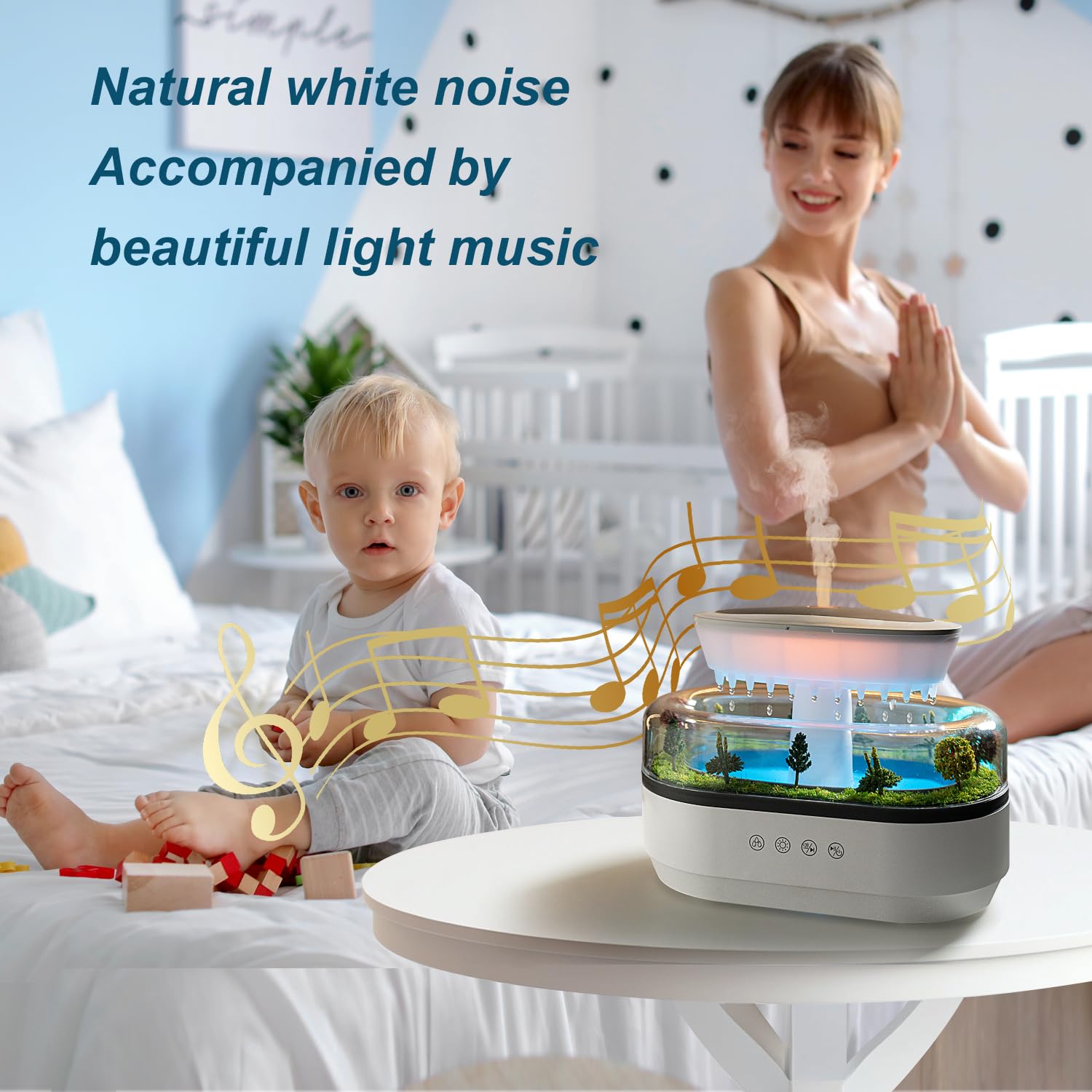 HIROGA Rain Diffuser 250ML Essential Oil Diffuser, Cloud Humidifier Rain Water Drip Humidifier with Drip Music Micro Landscape U
