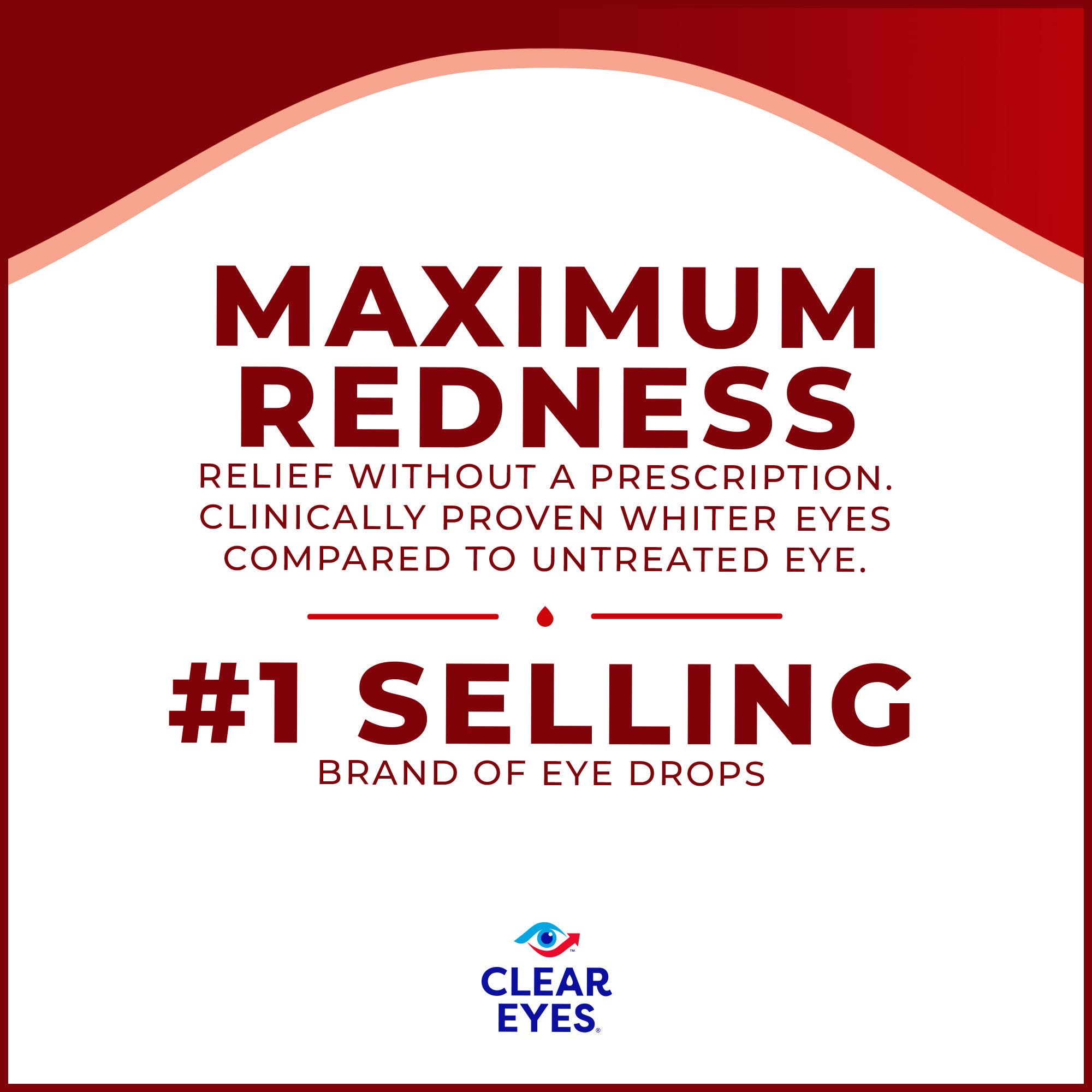 Clear Eyes Maximum Redness Eye Relief Eye Drops, 0.5 Fl Oz, Pack of 3