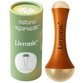 Livronic Face Acupoint Kansa Wand 2In1 Natural | Bronze Face, Body & Foot Massager | Teak Wood Handle | Detoxification, DePuf