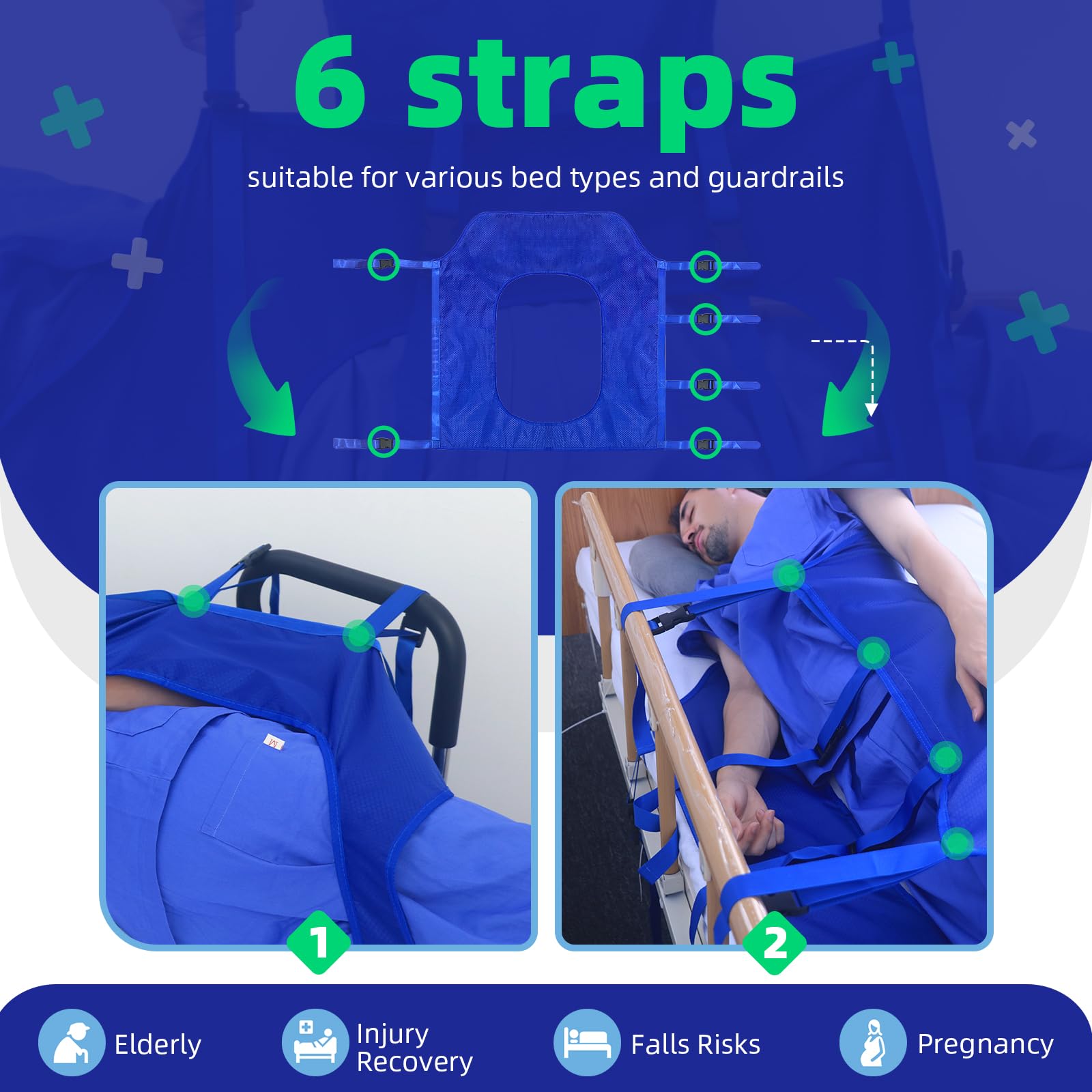 OISNSOIN Positioning Bed Pad with Reinforced Handles 31 x 29 Incontinence Mattress Bedding for Body Lifting, Turning,Repositioni
