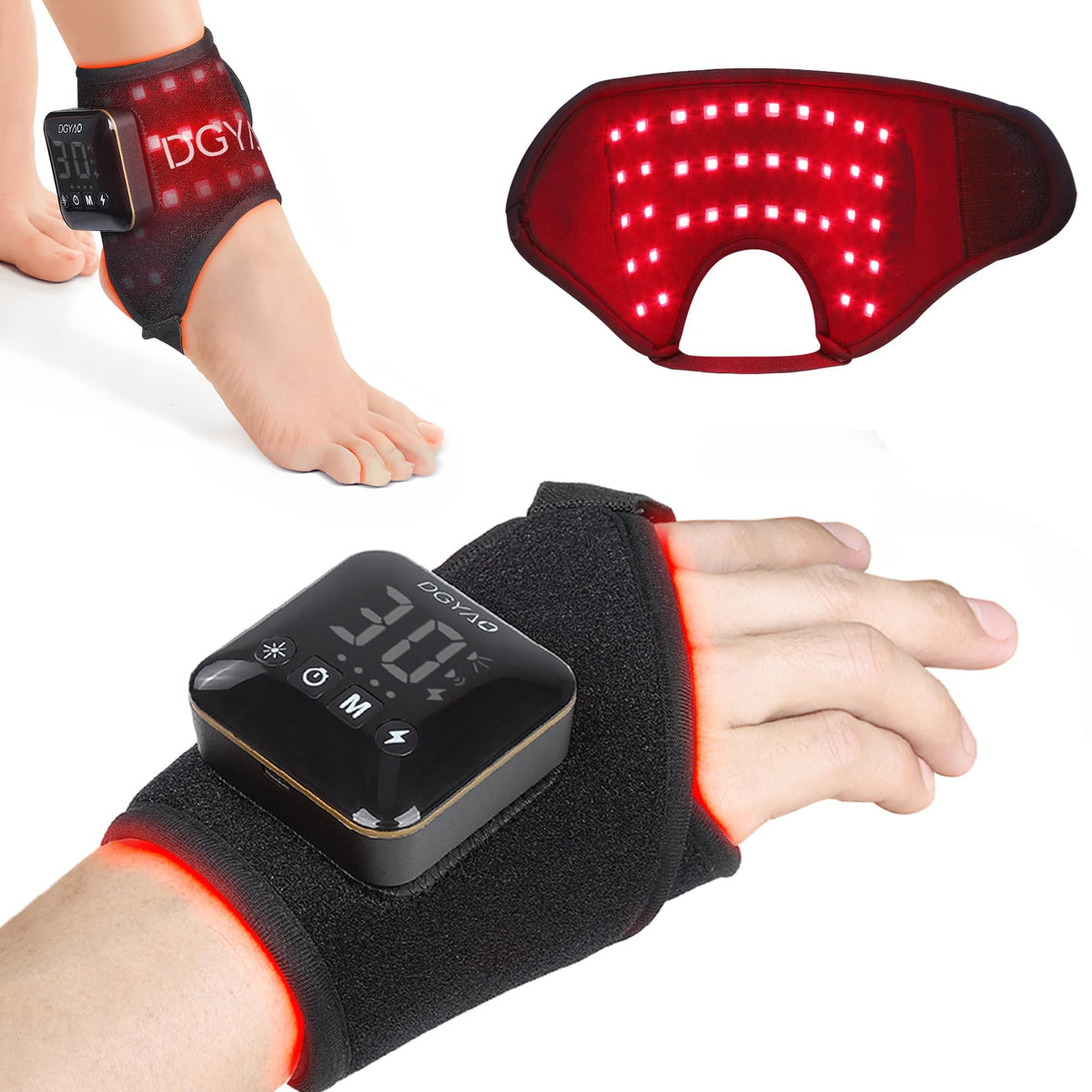 Dialudon 4000mAh Cordless Red Light Therapy for Ankle, Portable Infrared Light Therapy for Wrists Light with 660nm & 850nm NIR L