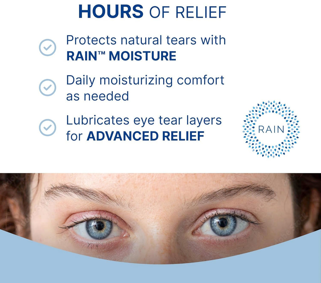 Rain Preservative Free Eye Drops for Severe Dry Eyes - More Natural Eye Drops for Dry Eye Relief - Proprietary Formula Relieves